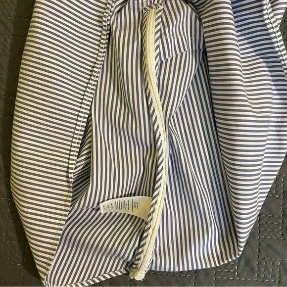 Talbots Petite Blue White Striped Rickrack-Trim Blouse Women’s Medium Petite - Picture 9 of 9